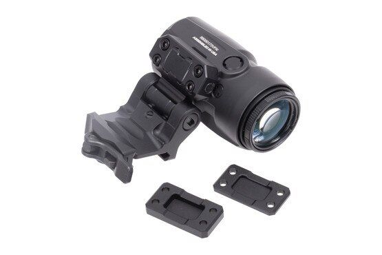 Compact red dot magnifier with versatile mounting options.